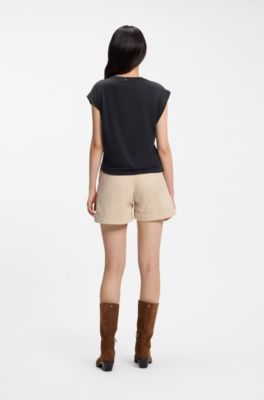 Camiseta holgada con detalle lateral de nudo, Negro
