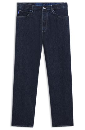 Baggy-fit jeans in dark-blue denim