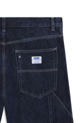 Baggy-fit jeans in dark-blue denim, Dark Blue
