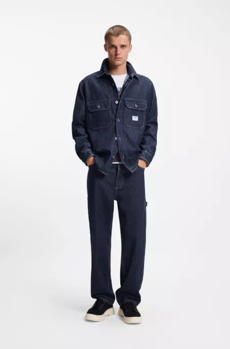 Baggy-fit jeans in dark-blue denim