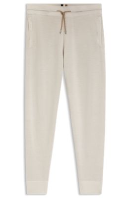 Cuffed tracksuit bottoms in virgin wool, White