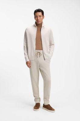 Cuffed tracksuit bottoms in virgin wool, White
