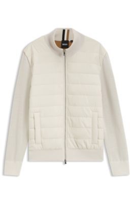 Padded-front jacket in virgin wool, White