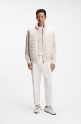 Padded-front jacket in virgin wool, White