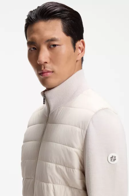 Padded-front jacket in virgin wool