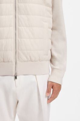 Padded-front jacket in virgin wool, White