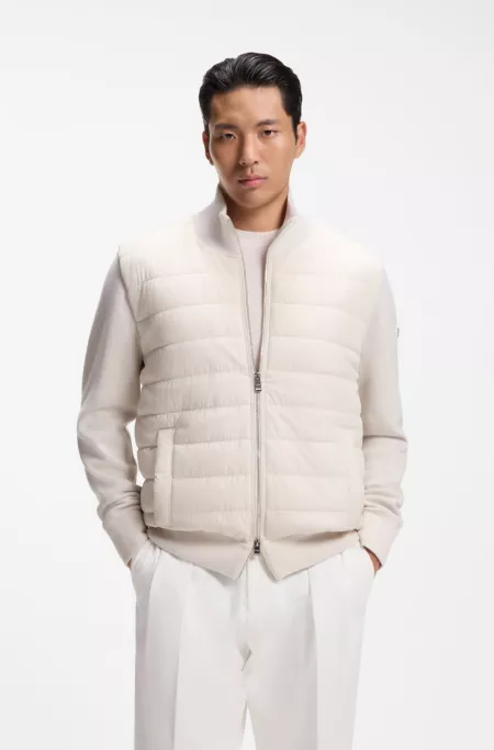 Padded-front jacket in virgin wool