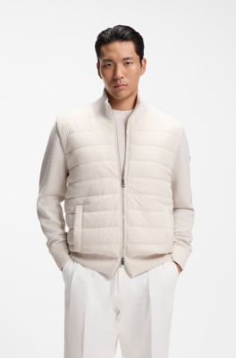 Padded-front jacket in virgin wool, White