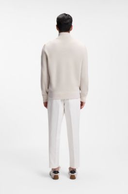 Padded-front jacket in virgin wool, White