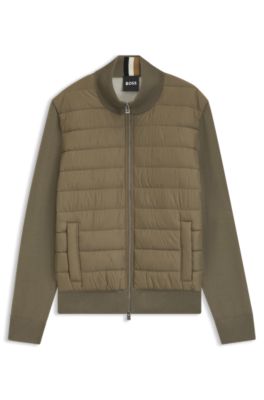Veste en laine vierge avec devant matelass&eacute;, Brun chin&eacute;