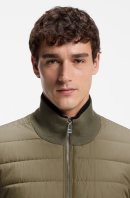 Veste en laine vierge avec devant matelass&eacute;, Brun chin&eacute;