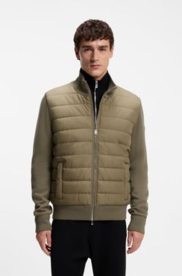 Veste en laine vierge avec devant matelass&eacute;, Brun chin&eacute;