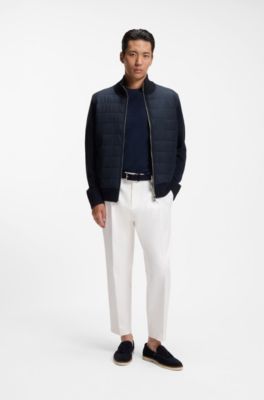 Chaqueta de lana virgen con parte delantera con relleno, Azul oscuro