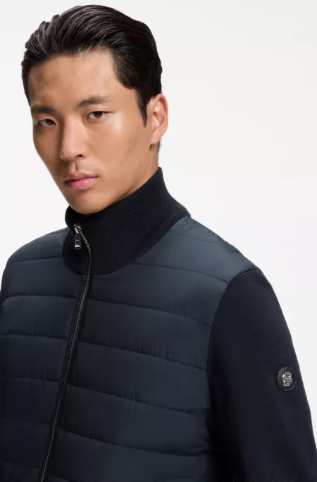 Padded-front jacket in virgin wool