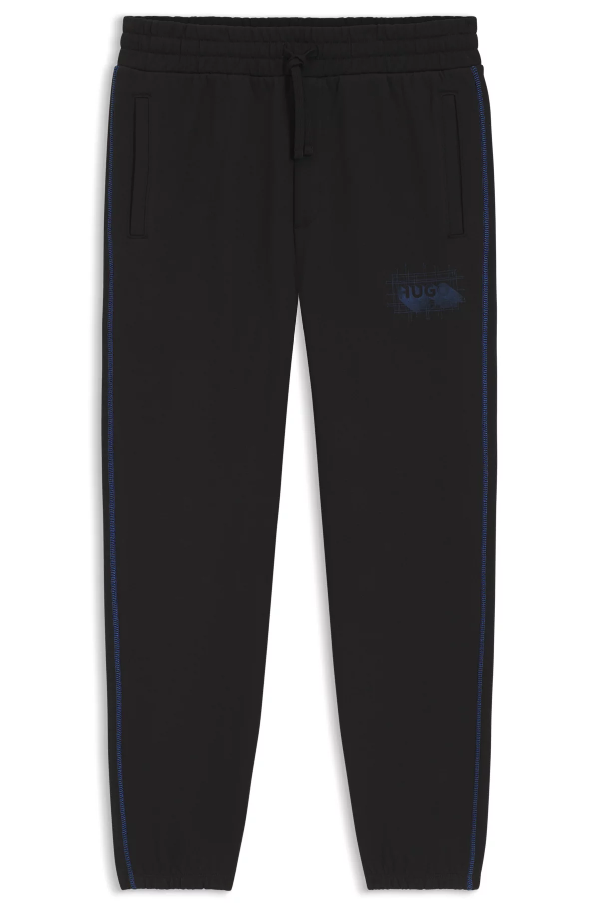Logo-artwork tracksuit bottoms in cotton terry, Black