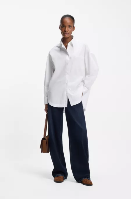 Oversized-fit blouse in organza and poplin