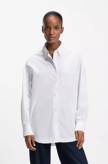 Oversized-fit blouse in organza and poplin
