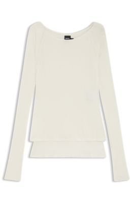 Sheer-jersey top with double layer, White