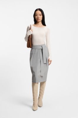 Sheer-jersey top with double layer, White