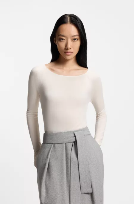 Sheer-jersey top with double layer