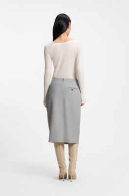 Sheer-jersey top with double layer, White