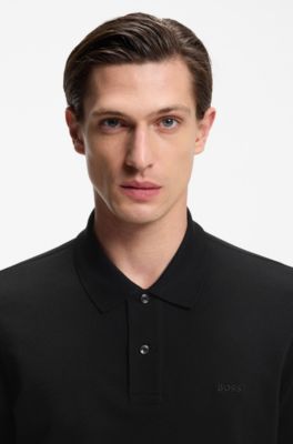 Pallas polo shirt in cotton piqu&eacute; with embroidered logo, Black