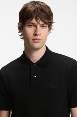 Pallas polo de piqu&eacute; de algod&oacute;n con logo bordado, Negro