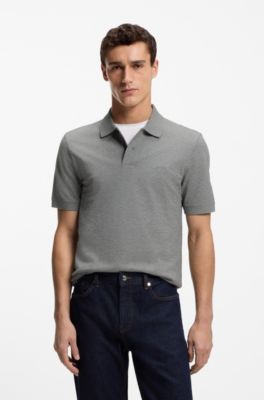 Pallas polo shirt in cotton piqu&eacute; with embroidered logo, Silver