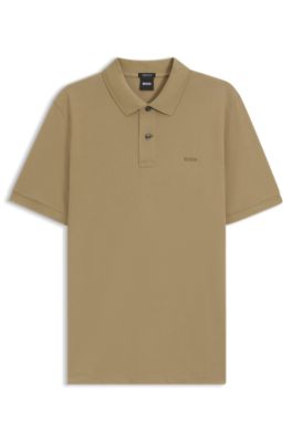 Pallas polo shirt in cotton piqu&eacute; with embroidered logo, Khaki