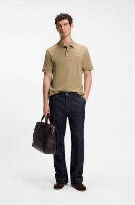 Pallas polo shirt in cotton piqu&eacute; with embroidered logo, Khaki