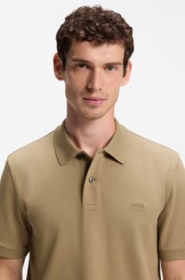 Pallas polo shirt in cotton piqu&eacute; with embroidered logo, Khaki