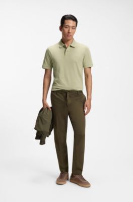 Pallas polo shirt in cotton piqu&eacute; with embroidered logo, Khaki