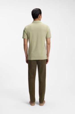 Pallas polo shirt in cotton piqu&eacute; with embroidered logo, Khaki