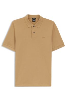 Pallas polo shirt in cotton piqu&eacute; with embroidered logo, Beige
