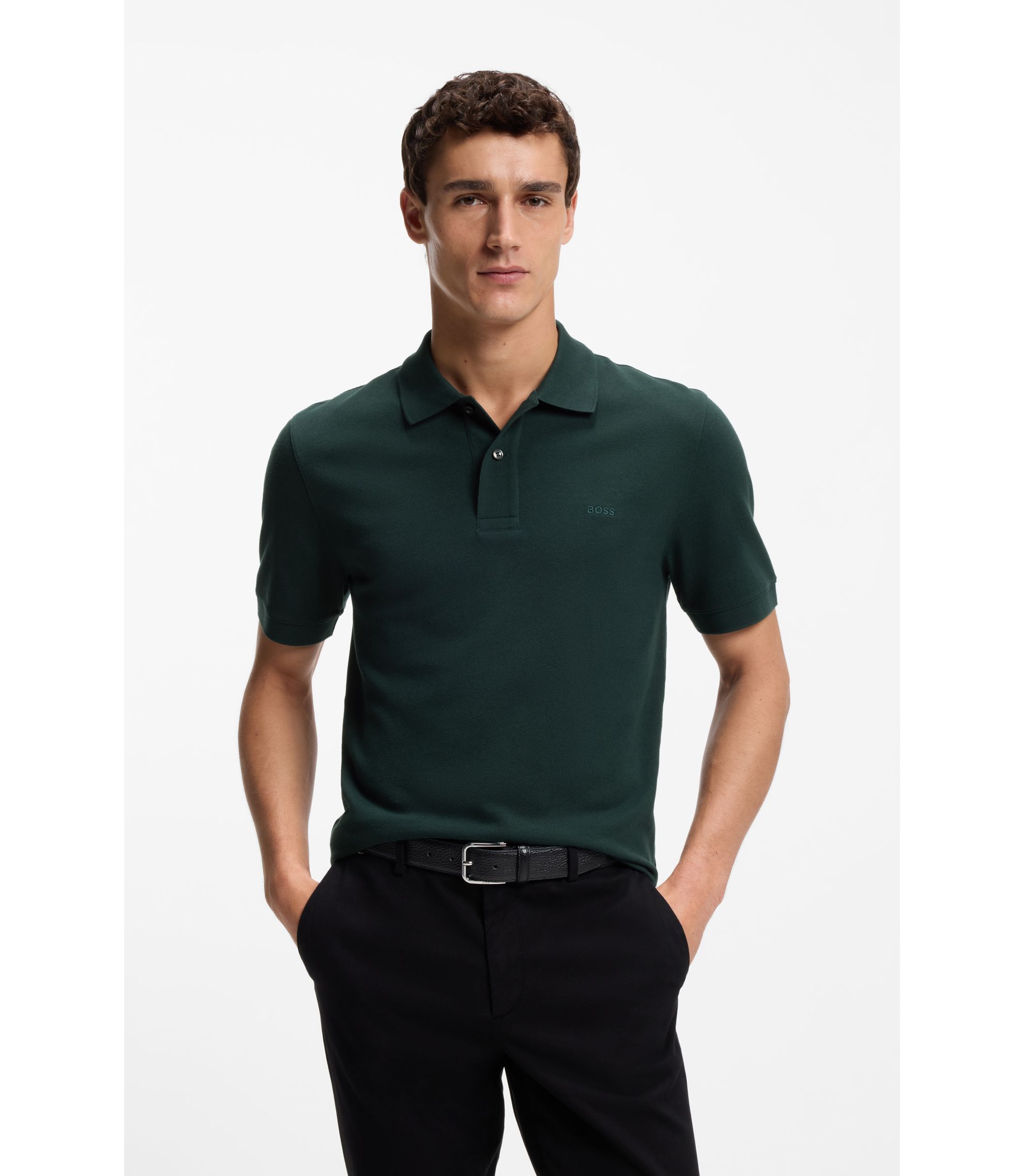 BOSS - Pallas polo shirt in cotton piqué with embroidered logo
