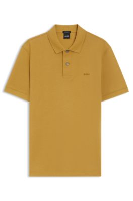 Pallas polo de piqu&eacute; de algod&oacute;n con logo bordado, Oro