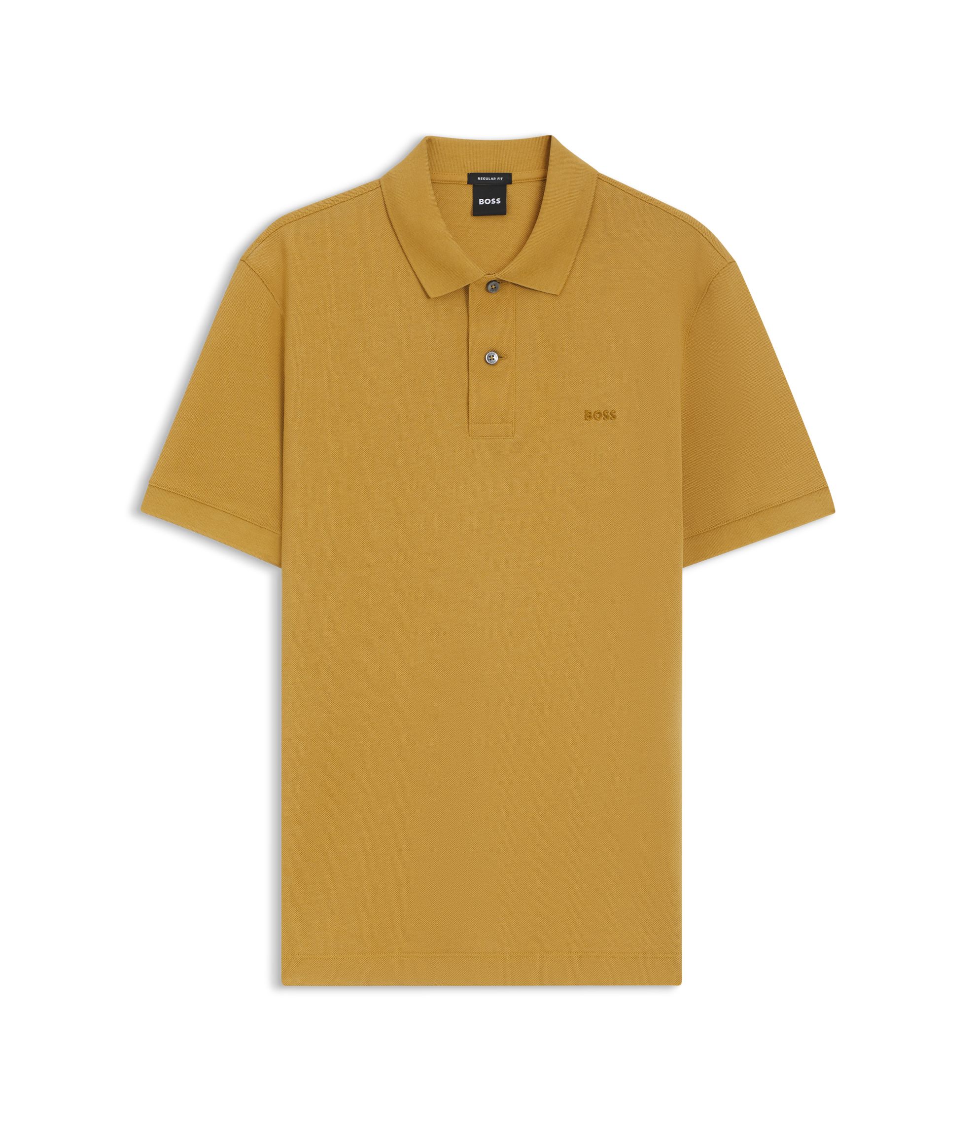 BOSS - Pallas polo shirt in cotton piqué with embroidered logo - Gold