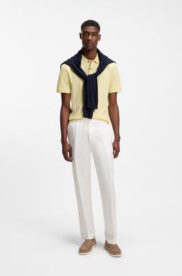 Pallas polo en piqu&eacute; de coton avec logo brod&eacute;, Jaune clair
