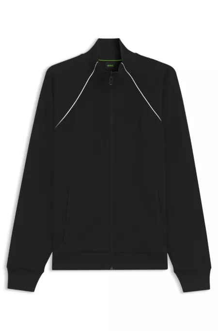 Contrast-piping sweatshirt in a cotton blend