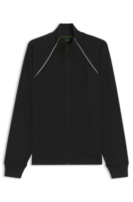 Contrast-piping sweatshirt in a cotton blend, Black