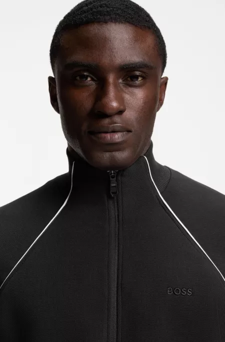 Contrast-piping sweatshirt in a cotton blend