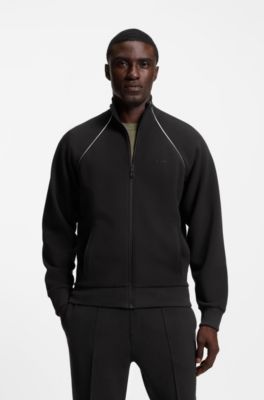 Contrast-piping sweatshirt in a cotton blend, Black