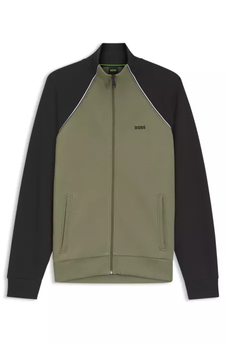 Contrast-piping sweatshirt in a cotton blend
