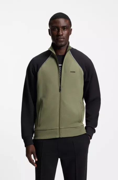 Contrast-piping sweatshirt in a cotton blend