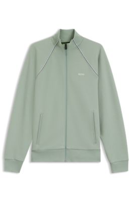Contrast-piping sweatshirt in a cotton blend, Light Green