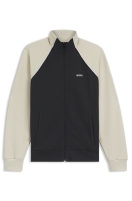Contrast-piping sweatshirt in a cotton blend, Dark Blue