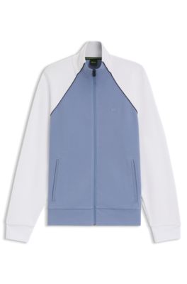 Sweat en coton m&eacute;lang&eacute; &agrave; passepoils contrastants, bleu clair