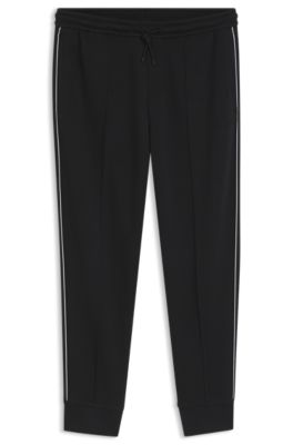 Piping-detail tracksuit bottoms in a cotton blend, Black
