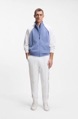 Pantalones de ch&aacute;ndal de algod&oacute;n con detalles de ribete, Blanco