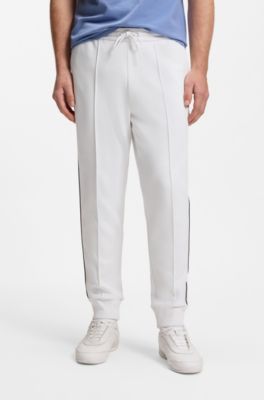 Piping-detail tracksuit bottoms in a cotton blend, White